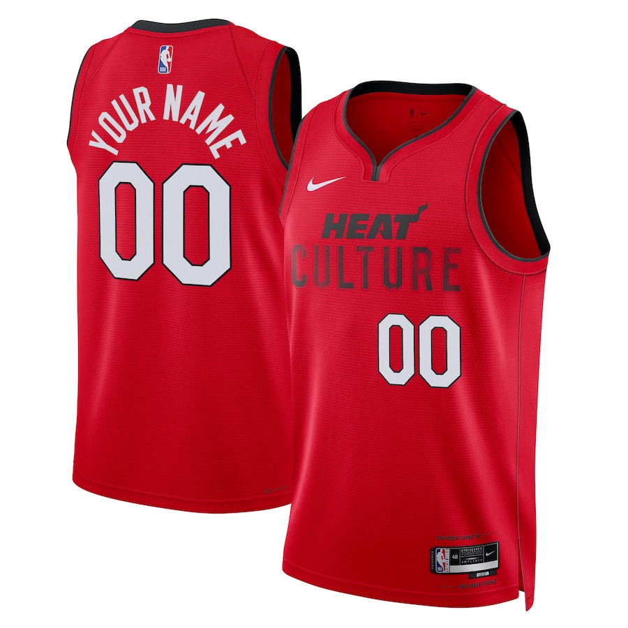 Men Miami Heat Nike Red City Edition 2024-25 Custom Swingman NBA Jersey->miami heat->NBA Jersey